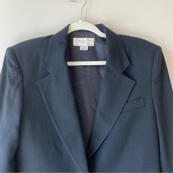 VTG Christian Dior Separates Wool Blazer and Skirt Suit Set Black Size 12 - Picture 3 of 16